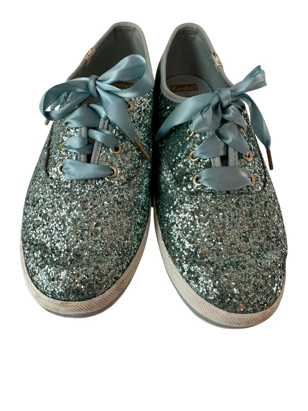 Keds X Kate Spade New York Champion Glitter Low-Top Sneakers, Aqua Blue, 7.5 - Picture 7 of 13